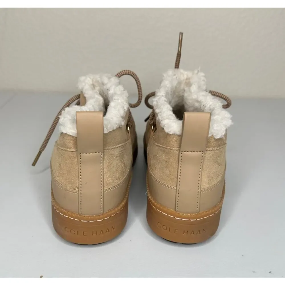 Cole Haan Grandseries Tan Suede Snow Boots Faux Shearling Cloudfeel Women Size 8